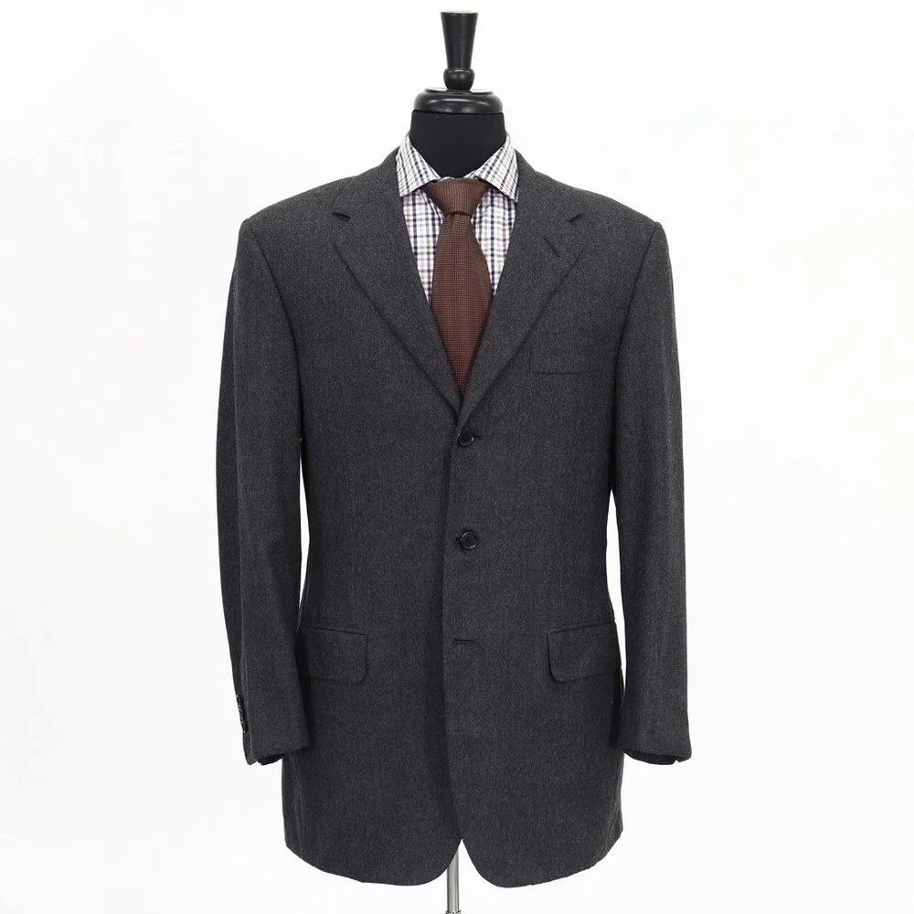 Oxxford Clothes 40R Gray Solid 3-Button Sport Coat Blazer Jacket B382